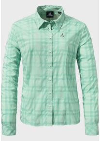 Sch&ouml;ffel Outdoorbluse SCH&Ouml;FFEL "Hiking Blouse Style Dynkur WMS", Damen, Gr. 38, gr&uuml;n (6205, gr&uuml;n), Oberstoff: 81% Polyester 14% Nylon 5% Elasthan, Basic, V-Ausschnitt, Blusen Outdoorbluse