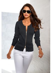 Cardigan Heine, Damen, Gr. 48, blau (marine), 90% Baumwolle, 10% Seide, unifarben, Strickjacken Cardigan