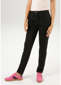 Jerseyhose Aniston CASUAL, Damen, Gr. 46, N-Gr, schwarz, Jersey, Obermaterial: 63% Polyester, 32% Viskose, 5% Elasthan, unifarben, figurumspielend lang, Hosen Jerseyhose, mit Biesen verziert