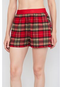 JOOP! Shorts JOOP JEANS "After Dark (JOOP Jeans)", Damen, Gr. XXL, N-Gr, rot (knalliges rot), Fleece, Obermaterial: 95% Baumwolle, 5% Elasthan, bequem kurz, Hosen Shorts, Fleece-Qualit&auml;t, Karo-Design, seitliche Taschen und Schlitze