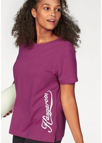T-Shirt Kangaroos, Damen, Gr. 40/42, pink (fuchsia), Obermaterial: 95% Baumwolle, 5% Elasthan, unifarben, figurumspielend h&uuml;ftbedeckend, Rundhals, Shirts T-Shirt, Kurzarm, casual, unifarben, gro&szlig;e Gr&ouml;&szlig;en, Topseller