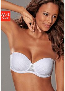 Push-up-BH Lascana "Chelina", Damen, Gr. 70, Cup B, wei&szlig;, Spitze, Obermaterial: 80% Polyamid, 20% Elasthan, BHs Push-up-BH, mit abnehmbaren, normalen und transparenten Tr&auml;gern, Dessous, Topseller