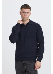 Polokragenpullover Blend "BHBRANKO POLO SPLITN.", Herren, Gr. M, blau (salute melange), Strick, Obermaterial: 60% Wolle, 40% Nylon, meliert, unifarben, regular fit h&uuml;ftlang, V-Ausschnitt, Strickb&uuml;ndchen, Pullover Polokragenpullover