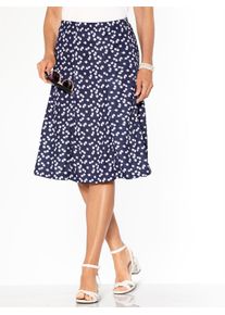 Jerseyrock Classic Basics, Damen, Gr. 38, blau (marine, wei&szlig;, bedruckt), 100% Polyester, bedruckt, gebl&uuml;mt, gemustert, knielang, R&ouml;cke Jerseyrock