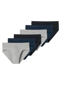 Slip Schiesser "Slip 6PACK Supermini "95/5" 6er Pack", Herren, Gr. XL, bunt (schwarz, blau, grau), Obermaterial: 95% Baumwolle CO. 5% Elasthan EL., Unterhosen Slip