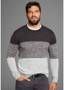 MAN'S WORLD Rundhalspullover MAN'S WORLD "Bis Gr&ouml;&szlig;e 5 XL", Herren, Gr. M (48/50), grau (grau anthrazit melange), Strick, Obermaterial: 50% Baumwolle, 50% Polyacryl, meliert, regular fit, Rundhals, Rippstrickb&uuml;ndchen, Pullover Rundhalspullover, mehrfarbig, Topseller