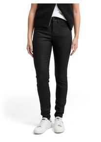 Skinny-fit-Jeans Tom Tailor Denim "Style NELLA", Damen, Gr. 31, L&auml;nge 32, blau (coated schwarz denim), Denim/Jeans, Obermaterial: 76% Viskose, 21% Polyamid, 3% Elasthan, unifarben, skinny fit kn&ouml;chellang, Jeans Skinny-fit-Jeans, im Five-Pocket Style