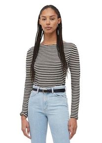 Marc O'Polo Langarmshirt MARC O'POLO, Damen, Gr. M, schwarz (multi, schwarz_k23), Single Jersey, Obermaterial: 100% Baumwolle, U-Boot-Ausschnitt, Shirts Langarmshirt, im sch&ouml;nen Streifenmuster