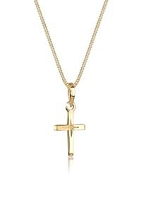 Kette mit Anh&auml;nger Elli "Halskette Kreuz Religion Stern Details 925 Silber" Gr. 55, gold, Halsketten, Damen, 55, ohne Stein, Silber 925 (Sterlingsilber), Kette mit Anh&auml;nger