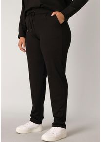 Sweathose Base Level Curvy "JOANNA", Damen, Gr. 46, N-Gr, schwarz, Sweatware, Obermaterial: 60% Viskose, 35% Polyamid, 5% Elasthan, unifarben, bequem lang, Hosen Sweathose, mit Kordelzug