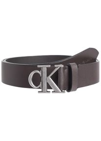 Lederg&uuml;rtel Calvin Klein Jeans "ROUND MONO PLAQUE LTHR BELT 35MM", Herren, Gr. 105, braun (bitter braun), Rindsleder, unifarben, G&uuml;rtel Lederg&uuml;rtel, mit CK-Logoschlie&szlig;e