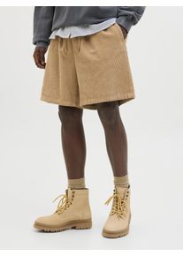 Jack & Jones Shorts JACK & JONES "JPSTBILL CORDUROY JOGGER SHORTS SRT SN", Herren, Gr. S, N-Gr, braun (e.wood), Web, Obermaterial: 100% Baumwolle, unifarben, weit knielang, Hosen Shorts, Aus Cord
