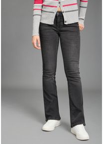 5-Pocket-Jeans Kangaroos, Damen, Gr. 46, N-Gr, grau (dk grau used), Denim/Jeans, Obermaterial: 98% Baumwolle, 2% Elasthan, Basic, bootcut fit lang, Jeans 5-Pocket-Jeans, ausgestellte Beinform, Used-Waschung, normale Leibh&ouml;he