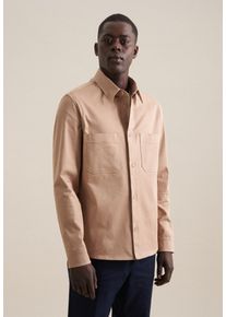 Langarmhemd Seidensticker "Regular", Herren, Gr. XXL (45-46), normale &Auml;rmell&auml;ngen, beige, 97% Baumwolle, 3% Elasthan, unifarben, regular fit, 2-Knopf-Manschette, Hemden Langarmhemd, Langarm Kragen Uni