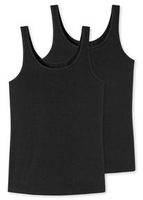 Tr&auml;gertop uncover by Schiesser "Uncover Cotton", Damen, Gr. L, schwarz (000, schwarz), Single Jersey, Obermaterial: 95% Baumwolle, 5% Elasthan, figurbetont h&uuml;ftbedeckend, tiefer Rundhals, Tops Tr&auml;gertop, tiefer Rundhalsausschnitt, breite Tr&auml;ger, elastisch, weich