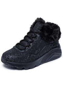 Winterboots Skechers "UNO LITE", M&auml;dchen, Gr. 32, schwarz (schwarz, uni), Lederimitat, Fellimitat, Schuhe Winterboots, Schn&uuml;rboots mit Rei&szlig;verschluss, Gr&ouml;&szlig;enschablone zum Download