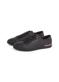 Sneaker Tommy Hilfiger "CORE CORPORATE VULC LEATHER", Herren, Gr. 41, schwarz, Leder, Lederimitat, Schuhe Sneaker, Freizeitschuh, Halbschuh, Schn&uuml;rer mit Logoschriftzug