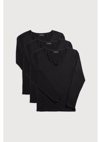 Langarmshirt YSABEL MORA "BASIC COLLECTION COTTON WITH LACE", Damen, Gr. L, schwarz, Single Jersey, Obermaterial: 95% Baumwolle, 5% Elasthan, unifarben, figurbetont, Rundhals, Spitzenkante, Shirts Langarmshirt, das perfekte Basic-Longsleeve f&uuml;r jeden Tag