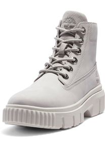 Schn&uuml;rboots Timberland "GREYFIELD MID LACE UP BOOT", Damen, Gr. 38,5, grau (hellgrau), Leder, Schuhe Schn&uuml;rboots, Winterstiefel, Schn&uuml;rstiefel, Winterschuhe