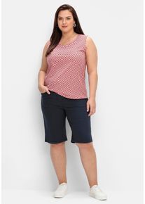 Bermudas sheego, Damen, Gr. 46, Normalgr&ouml;&szlig;en, blau (nachtblau), 99% Baumwolle, 1% Elasthan, unifarben, Hosen Bermudas