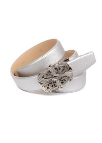 Lederg&uuml;rtel Anthoni Crown, Damen, Gr. 95, silber, Rindsleder, G&uuml;rtel Lederg&uuml;rtel, in silberfarben mit Unterf&uuml;hrung, dekorative Schlie&szlig;e