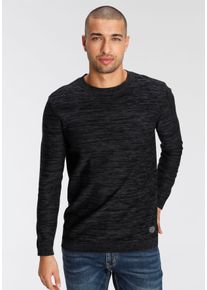 Rundhalspullover AJC, Herren, Gr. XL (56/58), schwarz, Feinstrick, Obermaterial: 100% Baumwolle, meliert, unifarben, schmal, Rundhals, Rippstrickb&uuml;ndchen, Pullover Rundhalspullover, in melierter Optik
