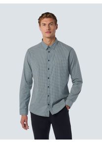 Langarmhemd NO EXCESS, Herren, Gr. XL, N-Gr, blau (night), Web, Obermaterial: 97% Baumwolle, 3% Elasthan, gemustert, regular fit h&uuml;ftbedeckend, Rundhals, 1-Knopf-Manschette, Hemden Langarmhemd, mit Knopfleiste und Allover-Print