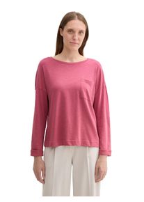 Langarmshirt Tom Tailor, Damen, Gr. L (40), pink (wine rose pink), Jersey, Obermaterial: 100% Baumwolle, unifarben, loose fit taillenbedeckt, Rundhals, B&uuml;ndchen, Shirts Langarmshirt, mit Brusttasche