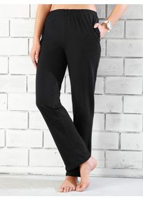 Homewearpants, Damen, Gr. 46, Normalgr&ouml;&szlig;en, schwarz, 100% Baumwolle, unifarben, lang, Hosen Homewearpants