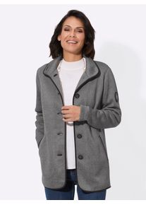 Fleecejacke Casual Looks, Damen, Gr. 42, grau (grau, meliert), 100% Polyester, Paspelierung:100% Polyester, meliert, Jacken Fleecejacke