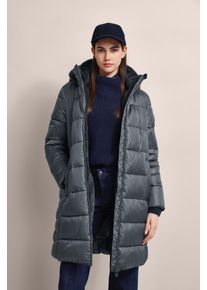 Kurzmantel Bugatti, Damen, Gr. 36, blau, 60% Polyester, 40% Polyamid, unifarben, loose fit, B&uuml;ndchen, M&auml;ntel Kurzmantel, mit abtrennbarer Kapuze