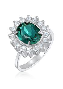 Silberring Elli Premium "Ring Cocktailring Quarz Gr&uuml;n Royal Zirkonia 925 Silber" Gr. 52, silber, Fingerringe, Damen, 52, Silber 925 (Sterlingsilber), Silberring