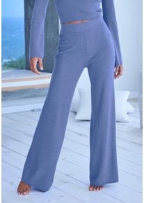 Strickhose Copenhagen Studios, Damen, Gr. 44/46, N-Gr, blau, Rippstrick, Obermaterial: 50% Viskose, 28% Polyester, 22% Nylon, unifarben, bequem lang, Hosen Strickhose, aus hochwertigem Rippstrick, Loungewear, Topseller
