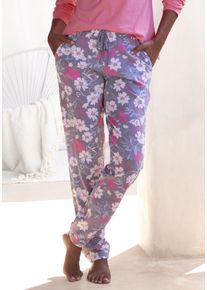Pyjamahose Vivance Dreams, Damen, Gr. 44/46, N-Gr, bunt (grau, rosa, gebl&uuml;mt), Single Jersey, Obermaterial: 100% Baumwolle, gebl&uuml;mt, Basic schmal lang, Hosen Pyjamahose, mit sch&ouml;nem Alloverdruck