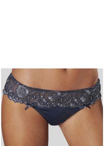 String Lascana "Wanda Dessous", Damen, Gr. 36/38, blau (marine), Microtouch, Obermaterial: 80% Polyamid, 12% Polyester, 8% Elasthan, Unterhosen String, mit Stickerei Spitze in blumiger Optik, Topseller