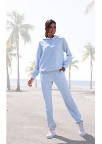 Sweatpants Vivance, Damen, Gr. 44/46, N-Gr, hellblau meliert, Frottee, Obermaterial: 63% Polyester, 37% Baumwolle, meliert, Basic, Hosen Sweatpants, Kleine Stickerei