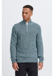 Stehkragenpullover Blend "BHDARIK HALFZIPP", Herren, Gr. S, blau (blau shadow), Strick, Obermaterial: 100% Baumwolle, unifarben, regular fit normal, Rippb&uuml;ndchen, Pullover Stehkragenpullover