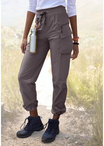active by Lascana Trekkinghose LASCANA ACTIVE "Cargo Pants", Damen, Gr. 46, N-Gr, grau (taupe), Web, Obermaterial: 92% Polyamid, 8% Elasthan, unifarben, Hosen Trekkinghose, Schlupfform, Topseller