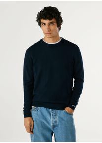 Strickpullover Pepe Jeans "ANDRE CREW NECK", Herren, Gr. S, blau (dulwich blau), Strick, Obermaterial: 94% Baumwolle, 3% Kaschmir, 3% Wolle, unifarben, regular fit, Rundhals, Rippstrickb&uuml;ndchen, Pullover Strickpullover, mit Rundhals, Logo-Jacquard