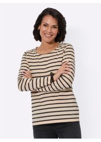 Langarmshirt Casual Looks "Shirt", Damen, Gr. 36, schwarz (elfenbein, schwarz, geringelt), 100% Baumwolle, gemustert, gestreift, mehrfarbig, Rundhals, Shirts Langarmshirt