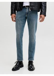 Jack & Jones Slim-fit-Jeans JACK & JONES "JJIGLENN JJEVAN JJ 677 NOOS", Herren, Gr. 34, L&auml;nge 34, blau denim, Denim/Jeans, Obermaterial: 79% Baumwolle, 20% Lyocell, 1% Elasthan, Abriebeffekte, slim fit kn&ouml;chellang, Jeans Slim-fit-Jeans