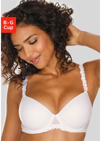 Schalen-BH Lascana, Damen, Gr. 70, Cup B, wei&szlig;, Spitze, Obermaterial: 88% Polyamid, 10% Elasthan, 2% Polyester, BHs Schalen-BH, mit B&uuml;gel, mit verzierten Tr&auml;gern, Dessous