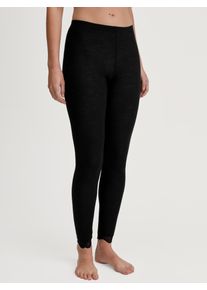 Leggings Calida "Richesse Lace", Damen, Gr. M (44/46), N-Gr, ws schwarz, Feinripp, Obermaterial: 70% Schurwolle, 30% Seide, k&ouml;rpernah lang, Hosen Leggings, Spitzen-Details, elastisch, Feinripp-Qualit&auml;t, w&auml;rmend, weich