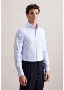 Businesshemd Seidensticker "Schwarze Rose", Herren, Gr. XL (43), normale &Auml;rmell&auml;ngen, mittelblau, 100% Baumwolle, gestreift, slim fit, 2-Knopf-Manschette, Hemden Businesshemd, Slim 1/1 Kentkragen Gestreift