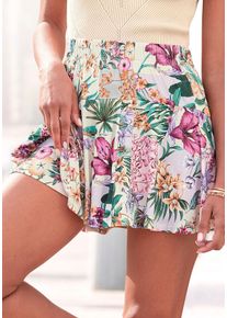 Hosenrock Lascana, Damen, Gr. 36, bunt (bunt, bedruckt), Jersey, Obermaterial: 95% Viskose, 5% Elasthan, bedruckt, figurumspielend kurz, R&ouml;cke Hosenrock, mit Alloverdruck, Skort, Rock inklusive Hose, sommerlich