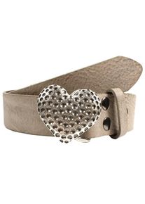 Lederg&uuml;rtel RETTUNGSRING G&Uuml;RTEL, Damen, Gr. 100, grau (hellgrau), Leder, unifarben, G&uuml;rtel Lederg&uuml;rtel, mit austauschbarer Schlie&szlig;e &raquo;Golf Herz Silber&laquo;