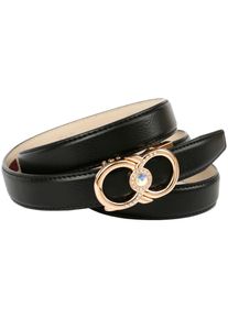 Lederg&uuml;rtel Anthoni Crown, Damen, Gr. 85, schwarz, Leder, unifarben, G&uuml;rtel Lederg&uuml;rtel, Femininer Lederg&uuml;rtel, Schlie&szlig;e mit Glitzersteinen