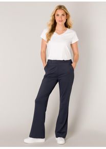 Stoffhose Base Level "Tori", Damen, Gr. 38, L&auml;nge 32, blau (dunkelblau), Web, Obermaterial: 75% Polyamid, 25% Elasthan, unifarben, lang, Hosen Stoffhose, Sommerhose mit ausgestelltem Bein und Stretch