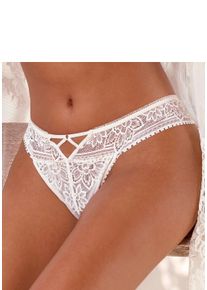 String Lascana, Damen, Gr. 48/50, beige (creme), Spitze, Obermaterial: 90% Polyamid, 10% Elasthan, Unterhosen String, mit edlem Cut-Out aus floraler Jacquardspitze