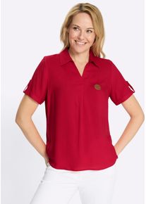 Kurzarmbluse Classic Basics, Damen, Gr. 40, rot, 100% Viskose, unifarben, V-Ausschnitt, Blusen Kurzarmbluse